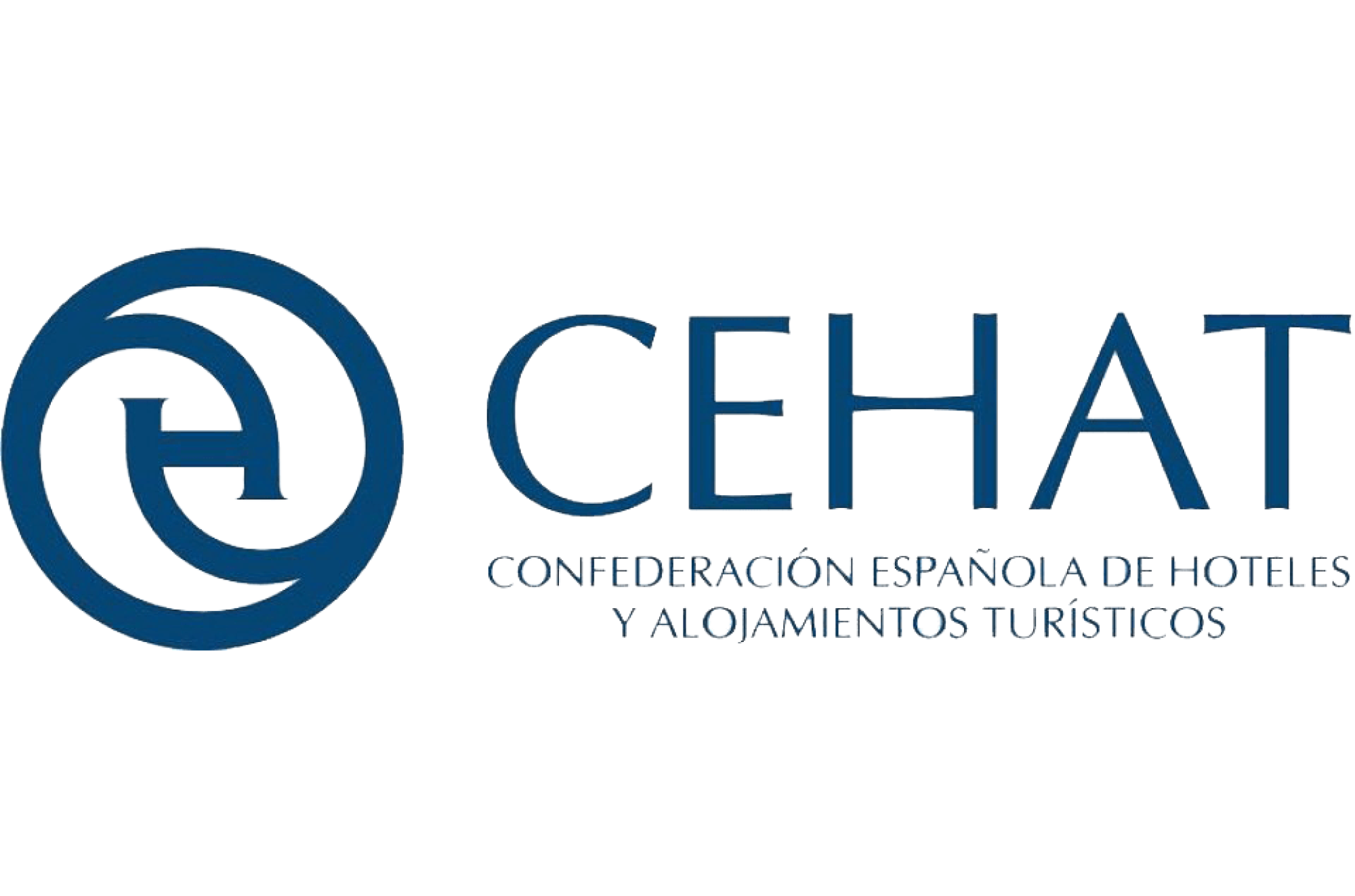 Logotipo CEHAT con un símbolo circular y texto debajo.